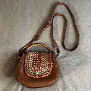Cotélac Paris Woven Leather Mini Bag Boho Artisan Top Handle Multicolor Rare